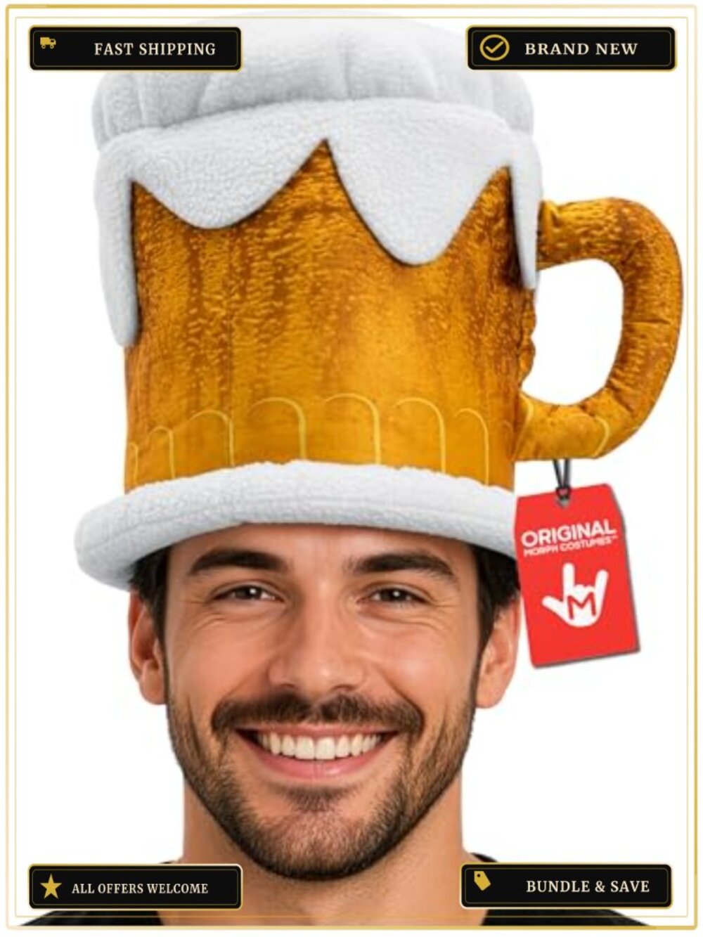 Oversized Foam Beer Stein Novelty Hat One Size Fits Most Costume Party